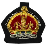 Embroidered King's Crown Gold Wire on Black Cloth