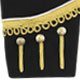 Black Gold piper doublet with fancy gold trim on cuffs