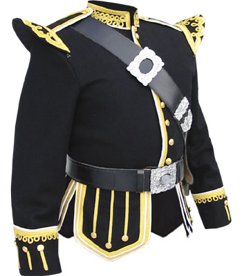 Red Piper Doublet with Gold Scrolling Trim