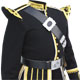 Black Piper Doublet with Gold Scrolling Trim - optional belts shown