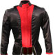 Red Piper Doublet with Gold Scrolling Trim inside out to show lining