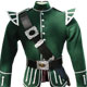 Green piper doublet shown with optional black leather piper's belt and crossbelt