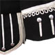 Black piper doublet with silver braid trim cuff detail