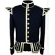 Front View FDNY EMS Pipes and Drums Navy / Silver Gabardine Doublet