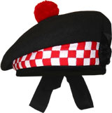 Black Balmoral Hat with White/Red Dicing