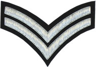 Embroidered Silver wire on black cloth 2 Stripe Chevrons Corporal insignia badge