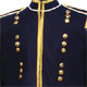 Dark Blue piper doublet with gold braid trim and 18 button zip front