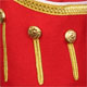 Red Piper Doublet with Gold Trim and 18 button zip front cuff detail