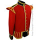 Red Piper Doublet with Dark Blue Facings and Gold Trim cuff and Inverness skirt detail