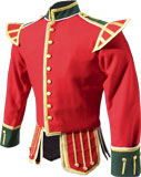Red / Scarlet Highland Pipe Major Doublet with Gold Braid Trim
