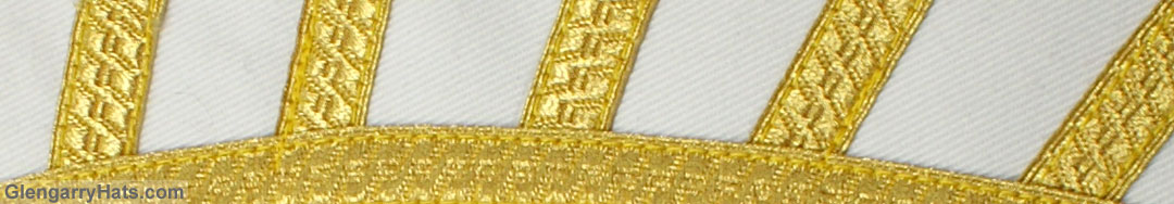 GlengarryHats.com White Cotton Gold 5 Bar Trim Doublet Shoulder Shells