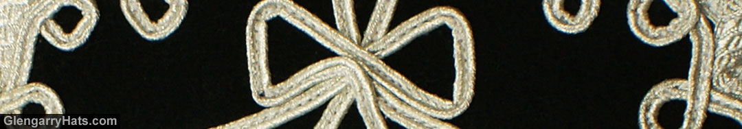 GlengarryHats.com Black Melton Wool Silver Scroll Trim Doublet Shoulder Shells