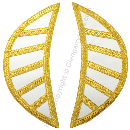 GlengarryHats.com White Cotton Gold 5 Bar Trim Doublet Shoulder Shells