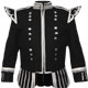 Black Piper Doublet with Silver scroll trim and 18 button zip front