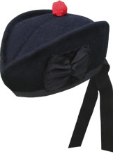 Navy Blue Glengarry Hat wit red toorie